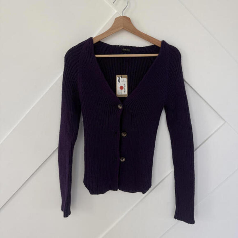 Rachel Comey Purple Rib Knit Cardigan Sweater Medium NWT